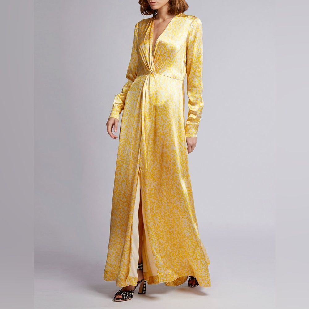 Ganni Cameron V-neck Floral Satin Maxi Dress - Picture 2 of 15